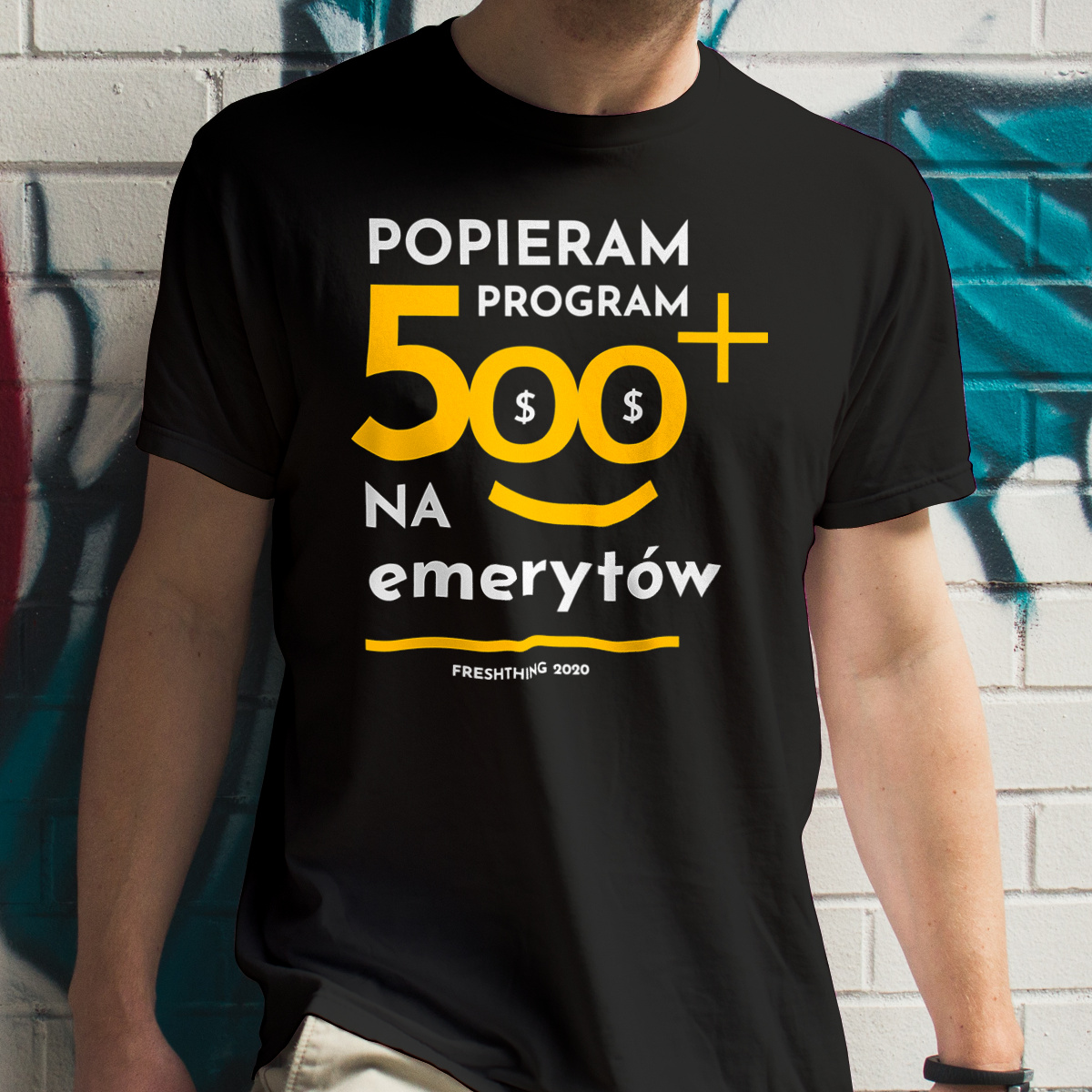 Program 500 Plus Na Emerytów - Męska Koszulka Czarna