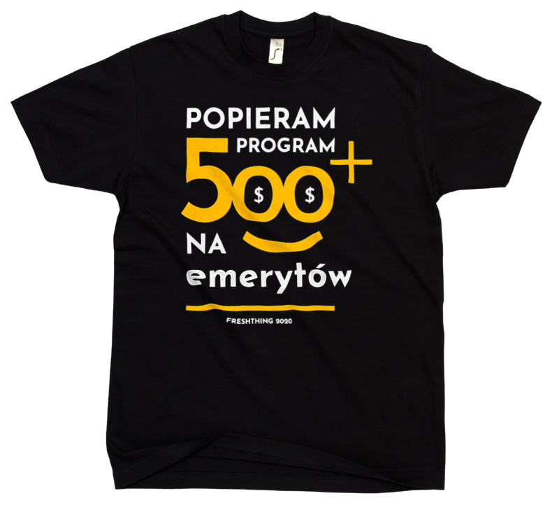 Program 500 Plus Na Emerytów - Męska Koszulka Czarna
