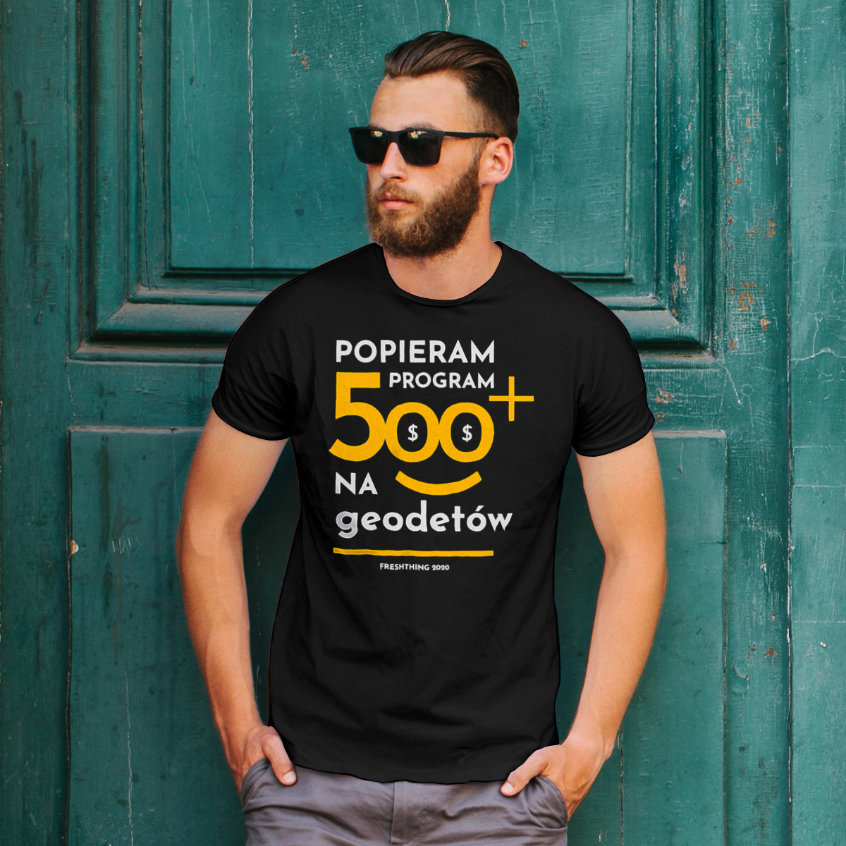 Program 500 Plus Na Geodetów - Męska Koszulka Czarna
