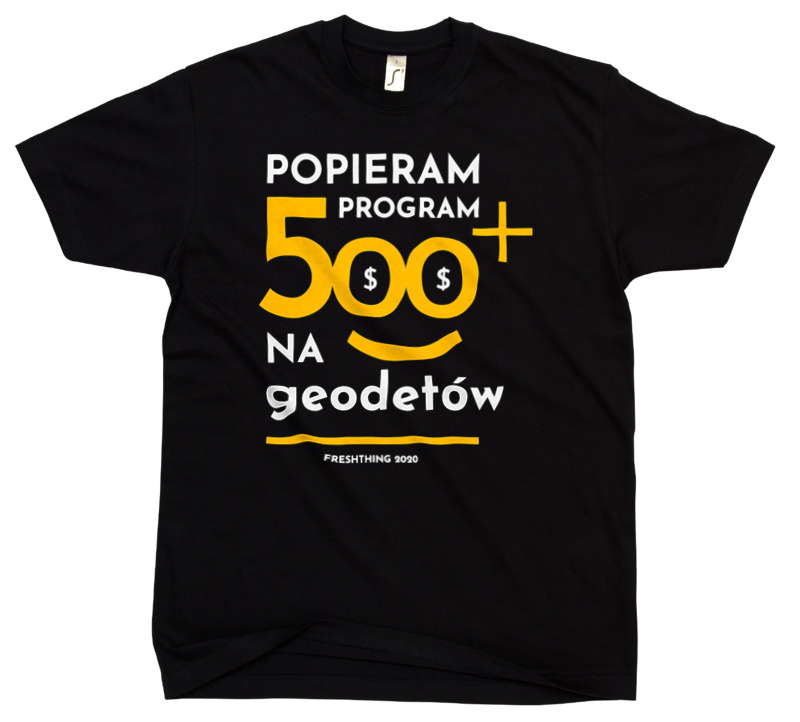 Program 500 Plus Na Geodetów - Męska Koszulka Czarna