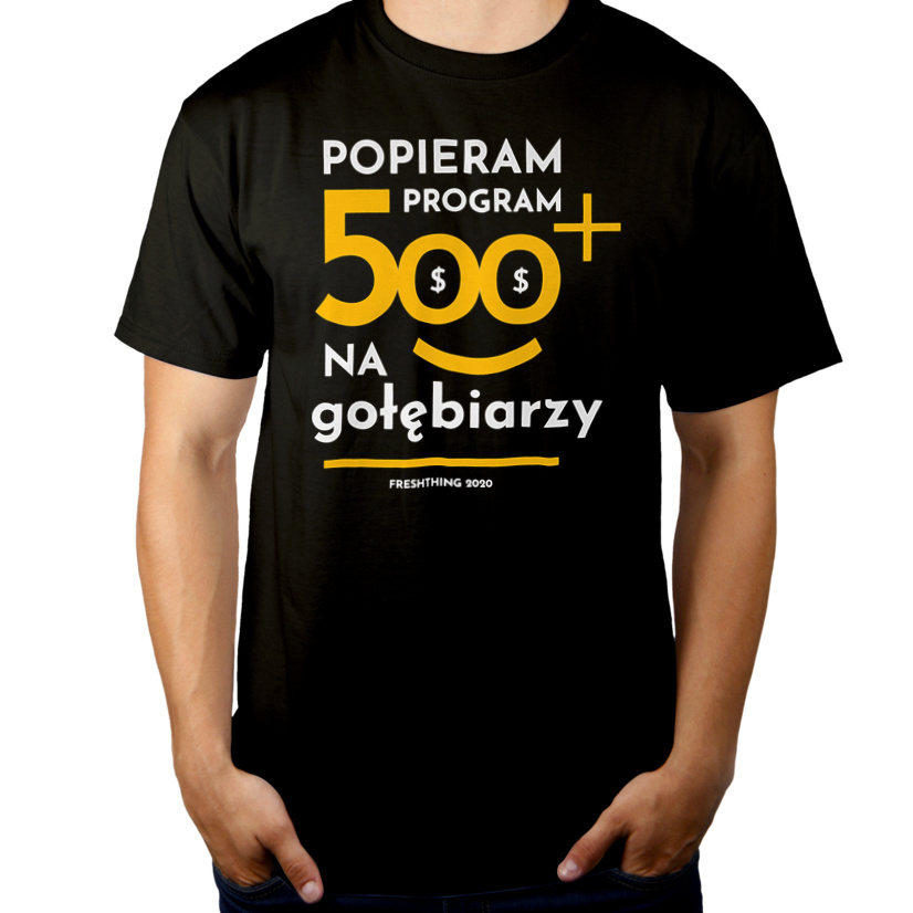 Program 500 Plus Na Gołębiarzy - Męska Koszulka Czarna