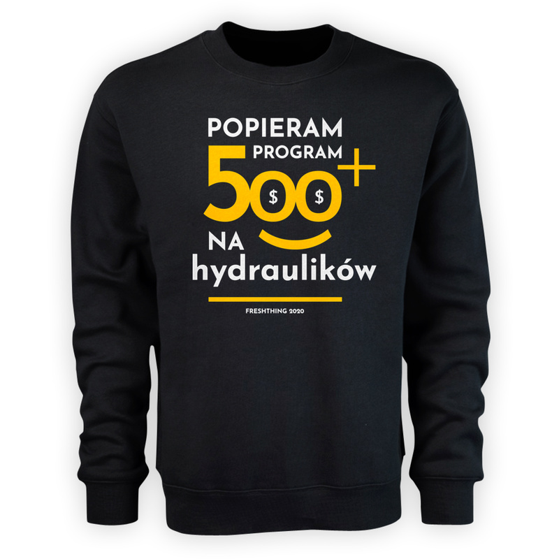 Program 500 Plus Na Hydraulików - Męska Bluza Czarna