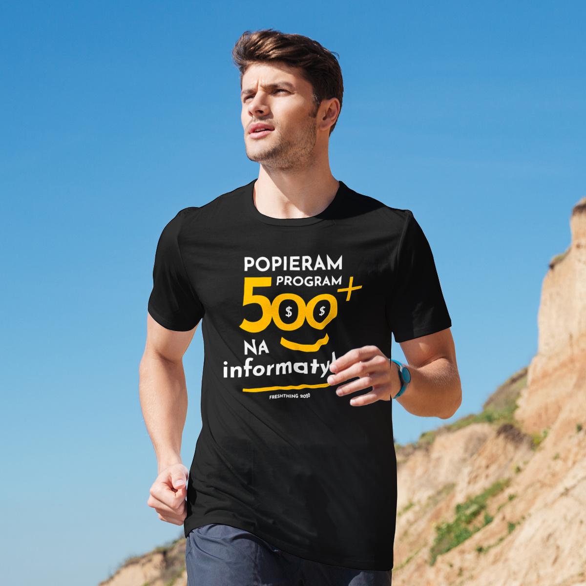 Program 500 Plus Na Informatyków - Męska Koszulka Czarna