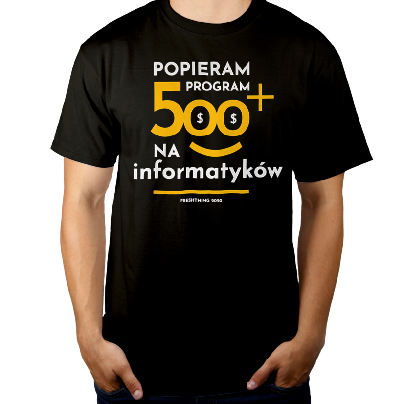 Program 500 Plus Na Informatyków - Męska Koszulka Czarna