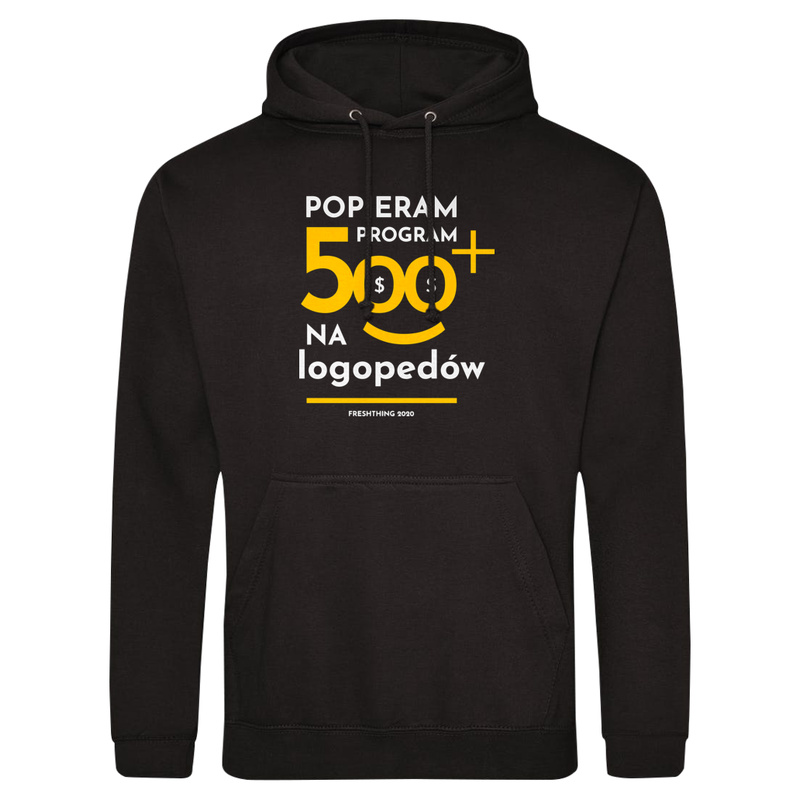 Program 500 Plus Na Logopedów - Męska Bluza z kapturem Czarna