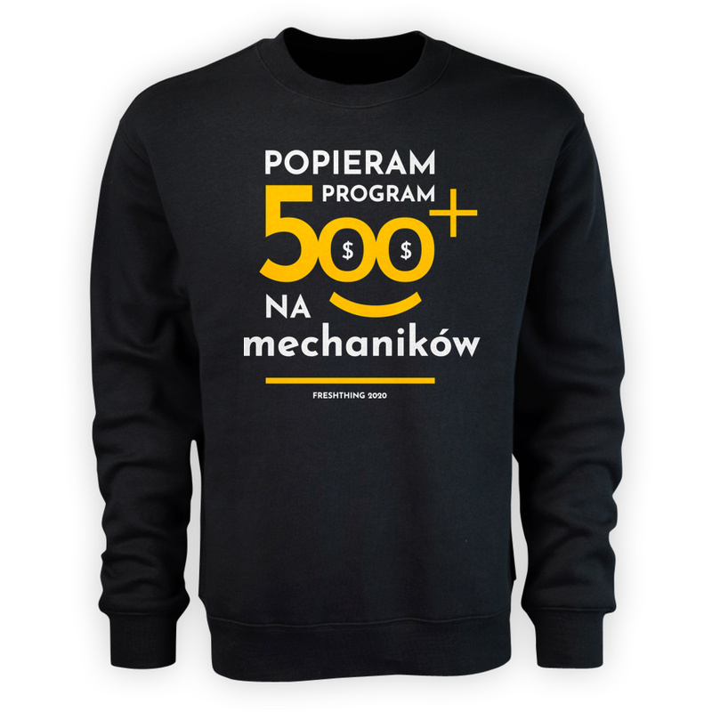 Program 500 Plus Na Mechaników - Męska Bluza Czarna