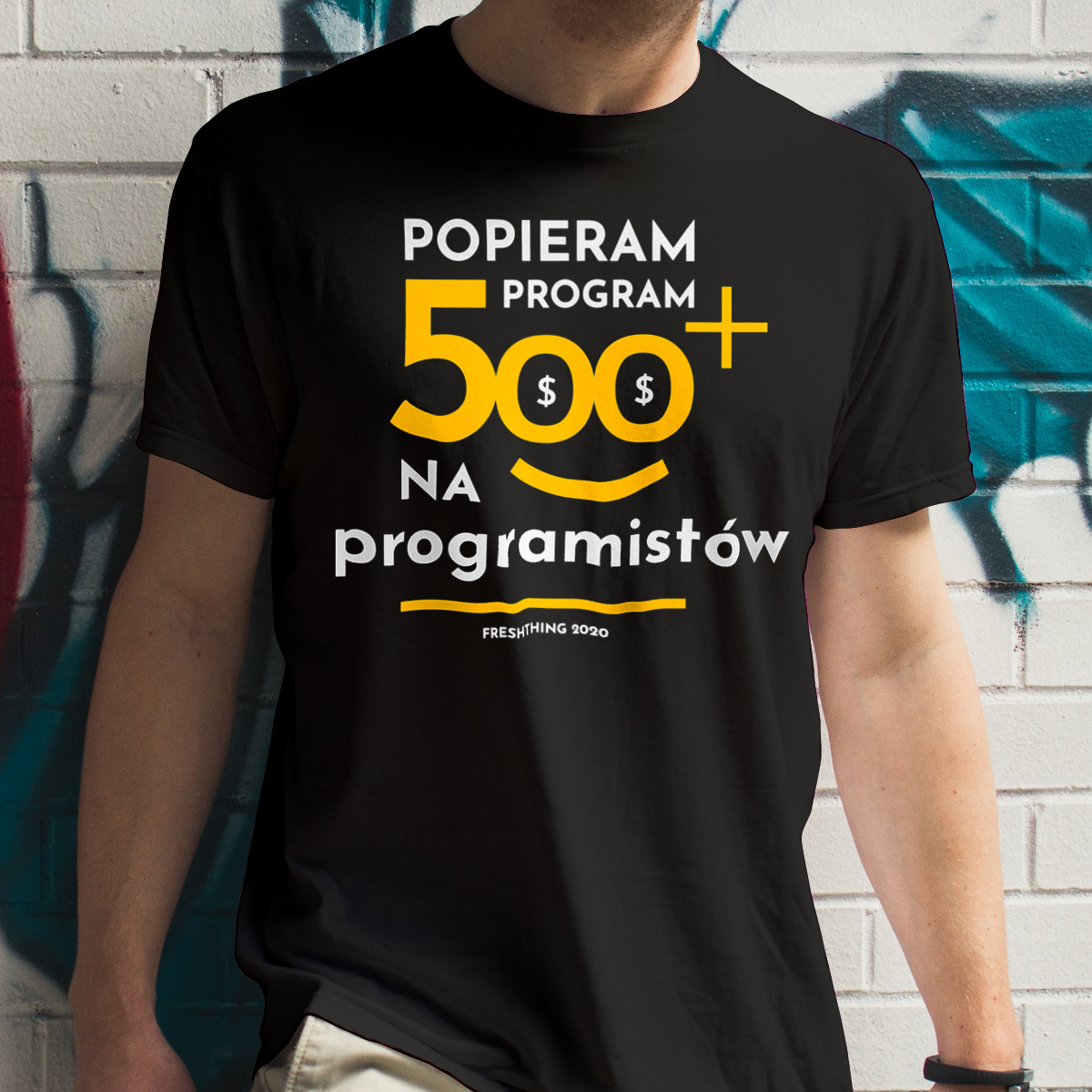 Program 500 Plus Na Programistów - Męska Koszulka Czarna