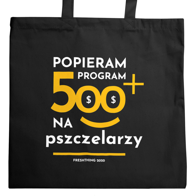 Program 500 Plus Na Pszczelarzy - Torba Na Zakupy Czarna