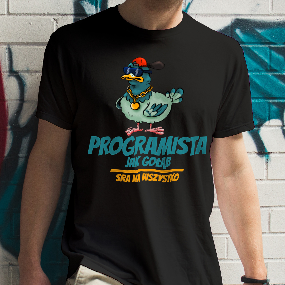 Programista Jak Gołąb - Męska Koszulka Czarna