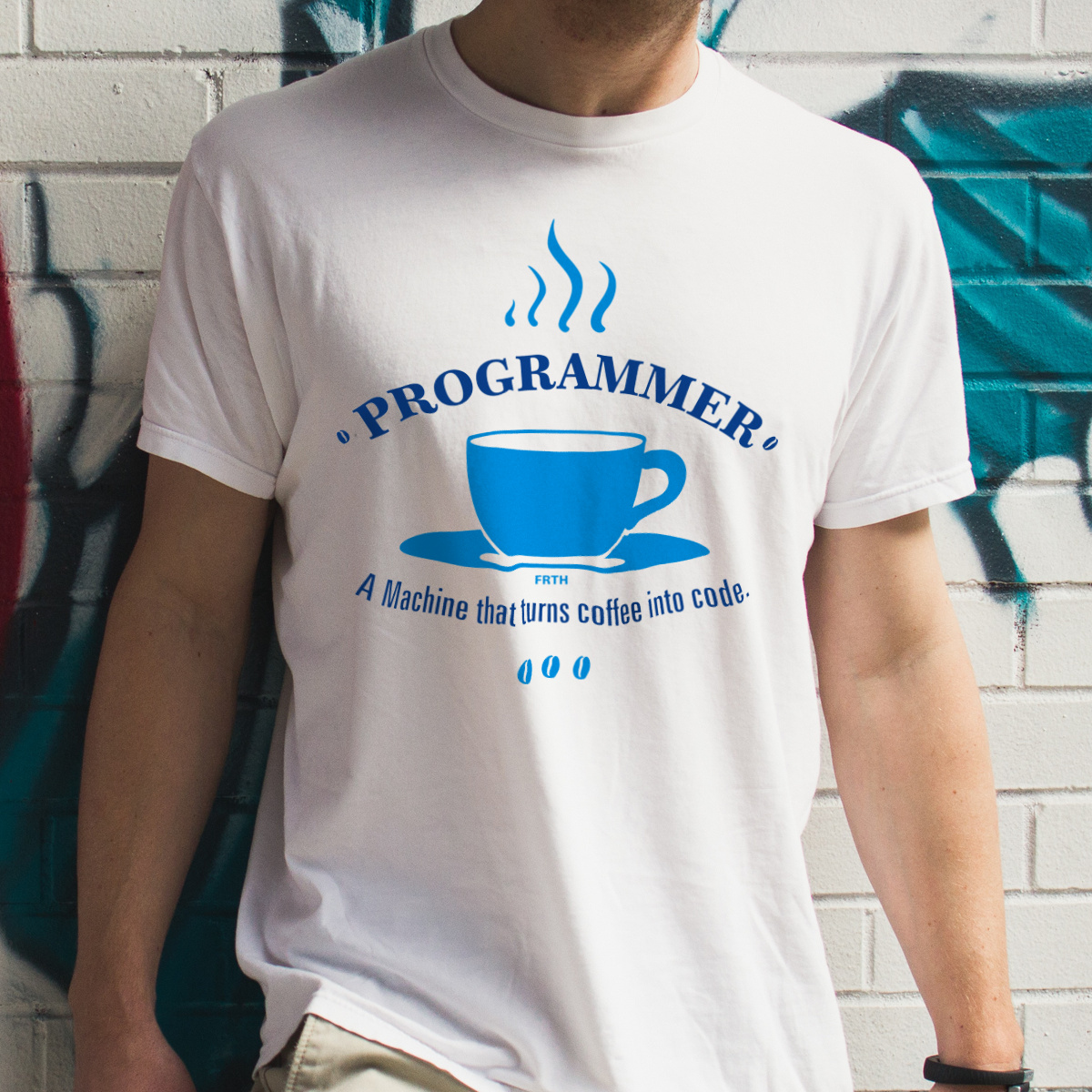 Programista Kawa - Męska Koszulka Biała