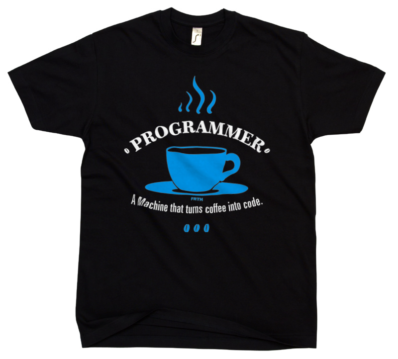 Programista Kawa - Męska Koszulka Czarna