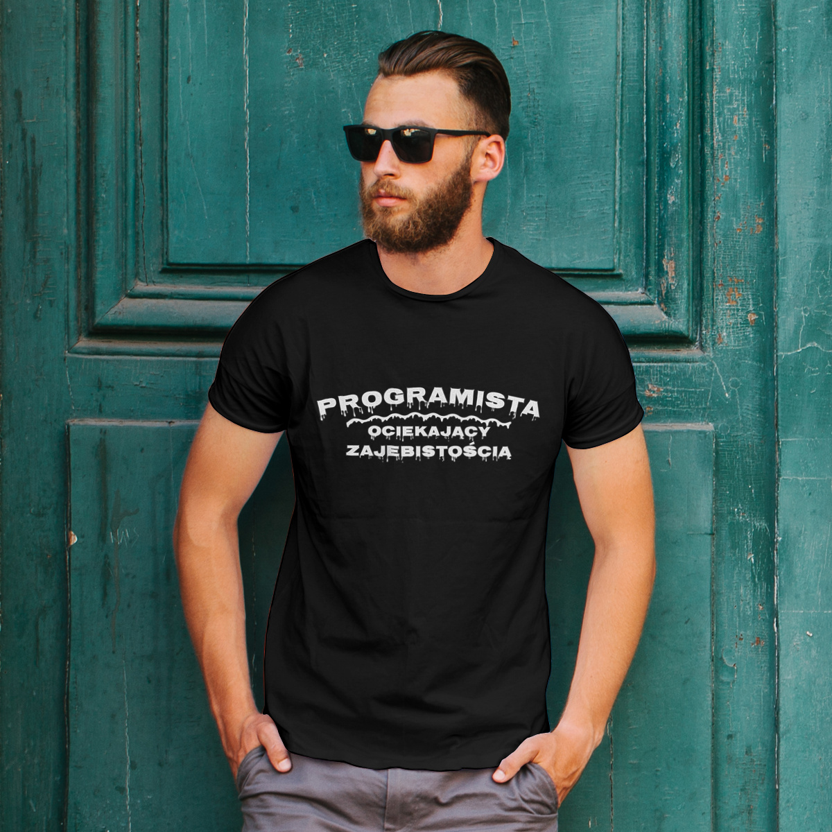 Programista Ociekający Zajebistością - Męska Koszulka Czarna