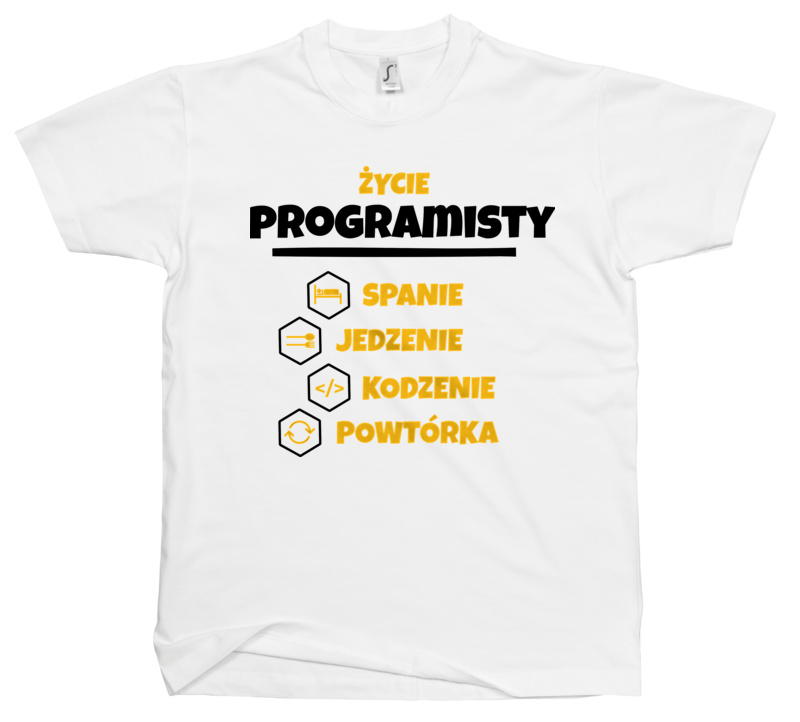 Programista - Spanie Jedzenie - Męska Koszulka Biała