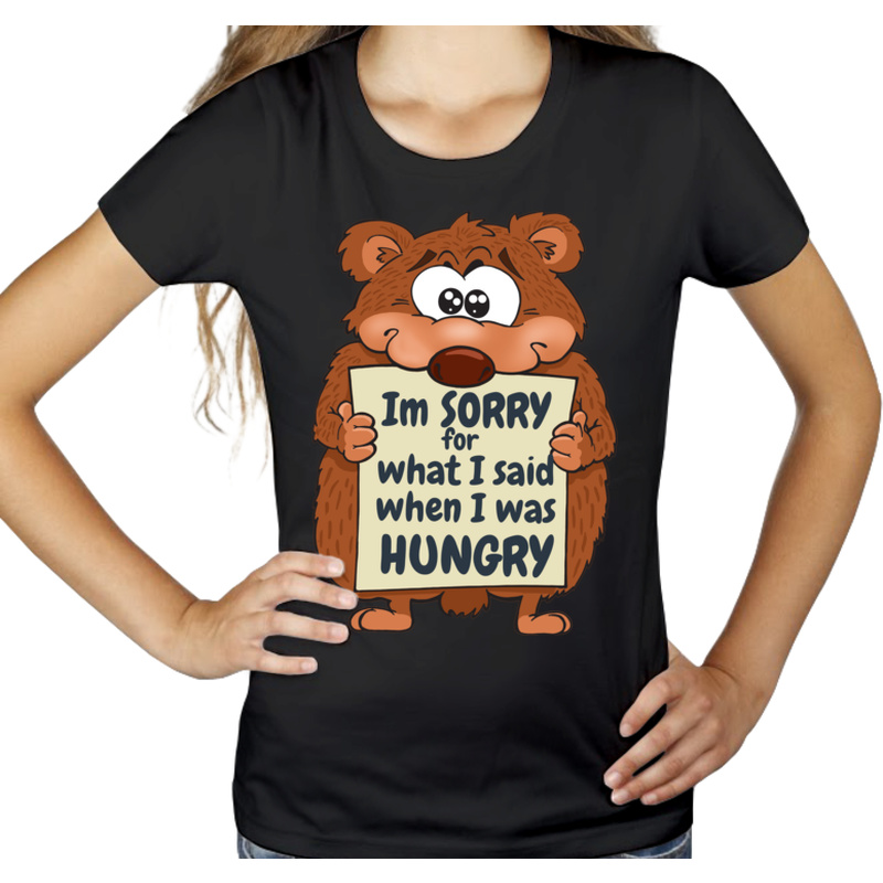 Przepraszam Za To Co mówiłem Głodny - Damska Koszulka Czarna
