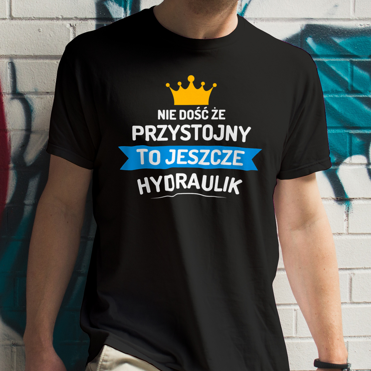 Przystojny Hydraulik - Męska Koszulka Czarna