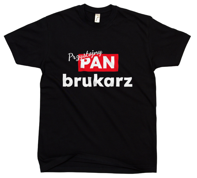 Przystojny Pan Brukarz - Męska Koszulka Czarna
