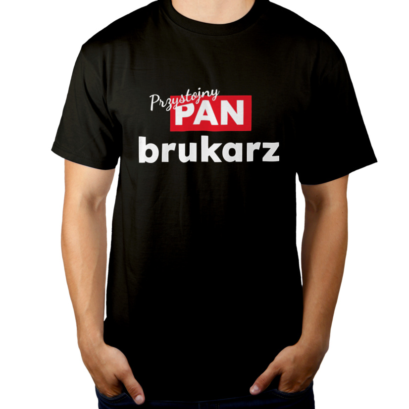 Przystojny Pan Brukarz - Męska Koszulka Czarna