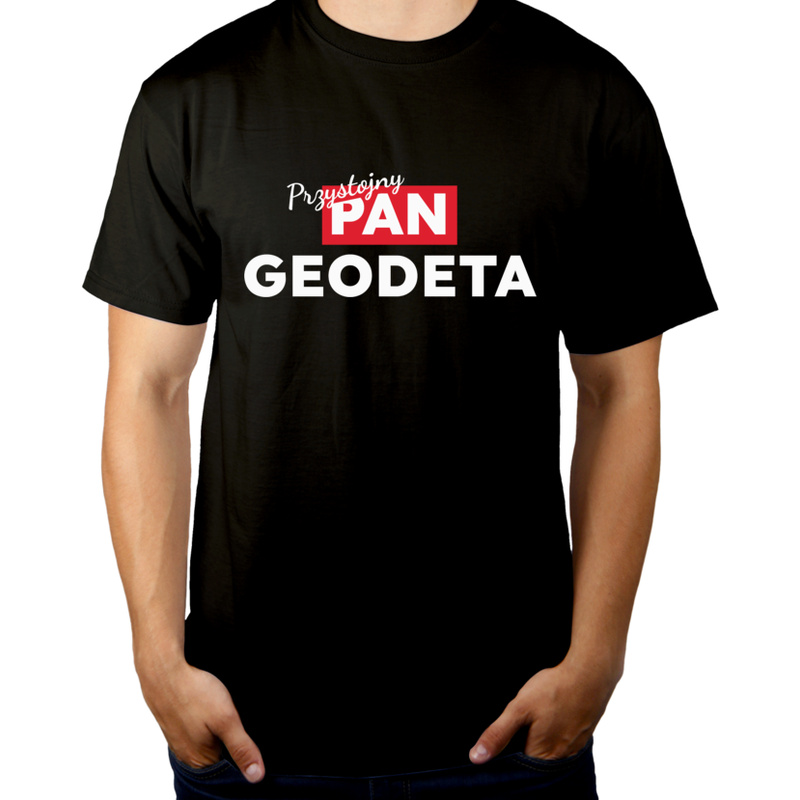 Przystojny Pan Geodeta - Męska Koszulka Czarna