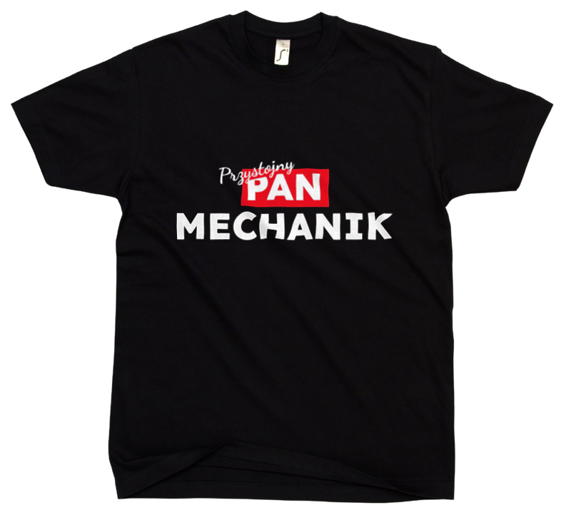 Przystojny Pan Mechanik - Męska Koszulka Czarna