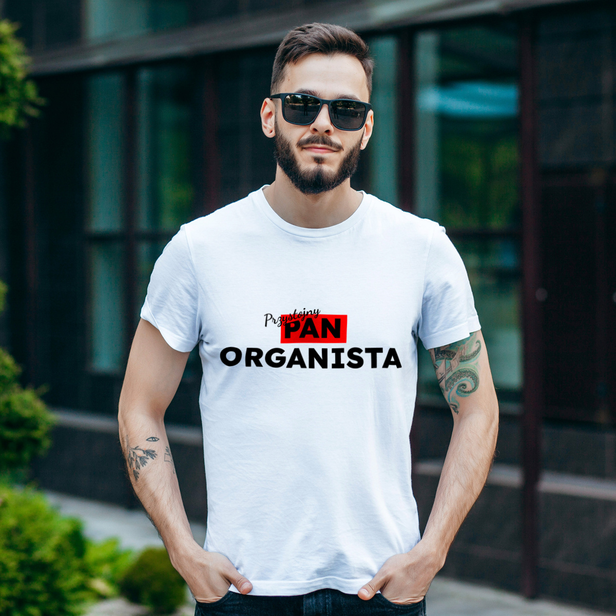 Przystojny Pan Organista - Męska Koszulka Biała