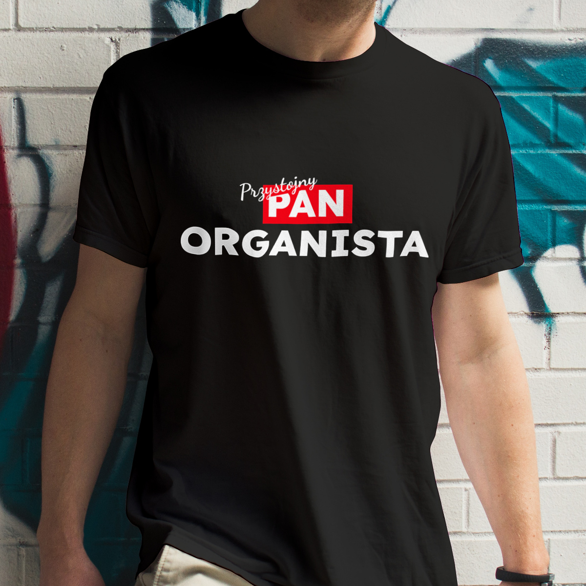 Przystojny Pan Organista - Męska Koszulka Czarna