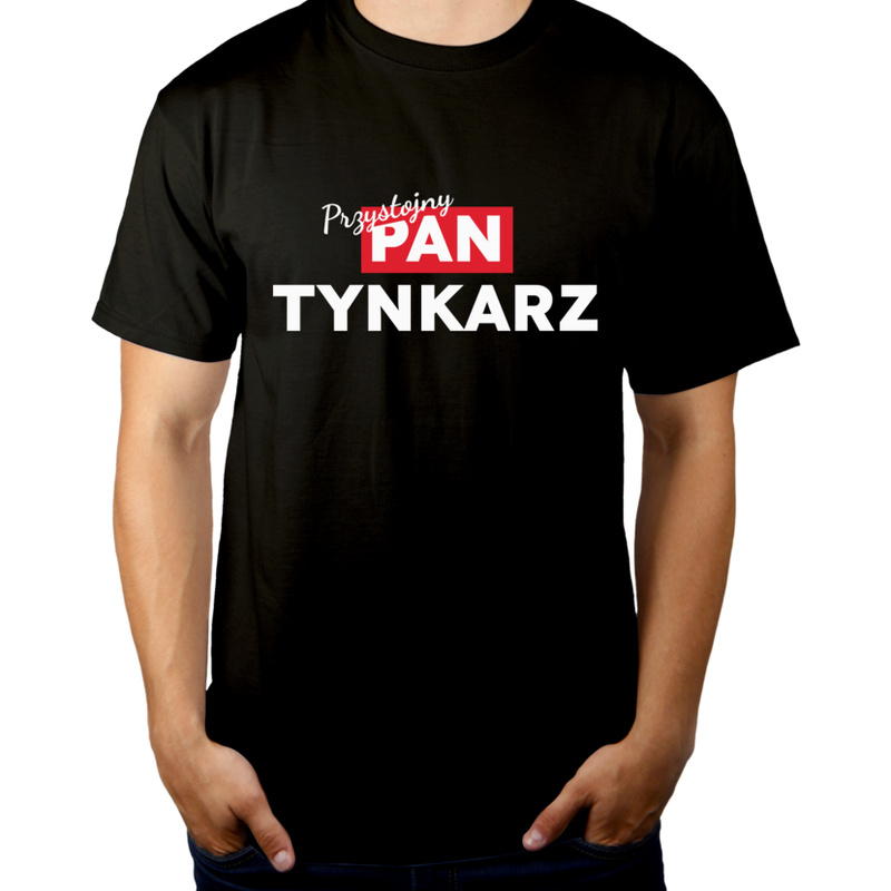 Przystojny Pan Tynkarz - Męska Koszulka Czarna