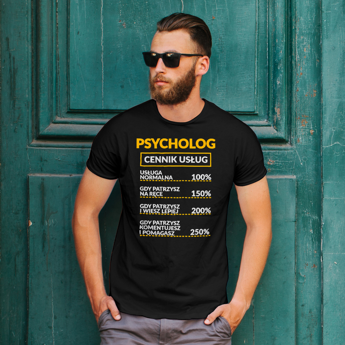 Psycholog - Cennik Usług - Męska Koszulka Czarna