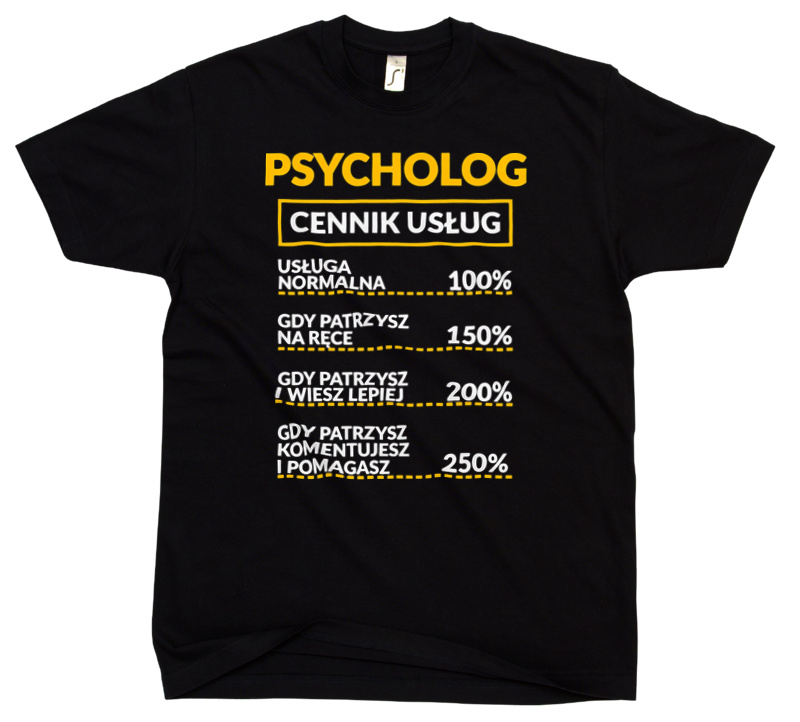 Psycholog - Cennik Usług - Męska Koszulka Czarna