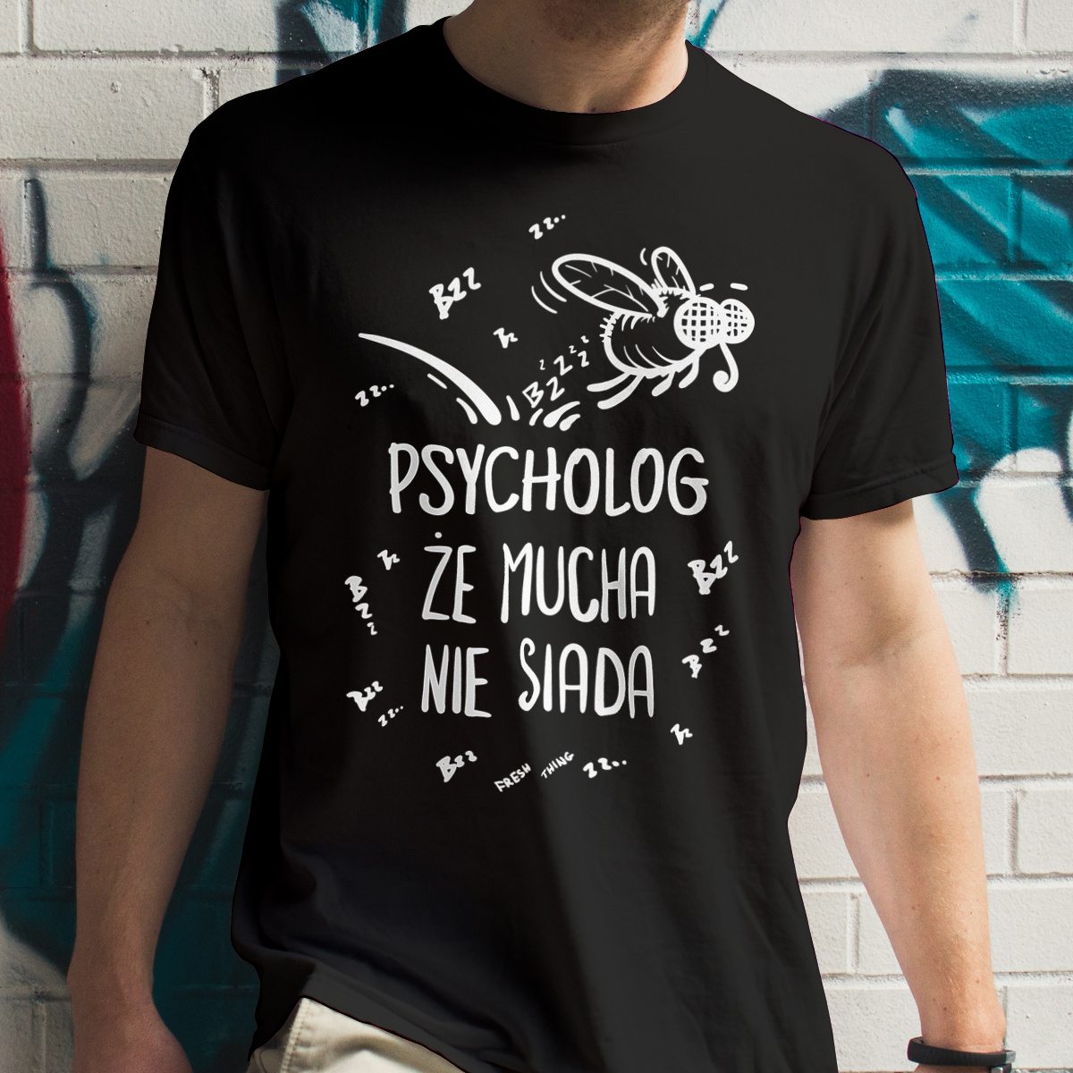 Psycholog Że Mucha Nie Siada - Męska Koszulka Czarna