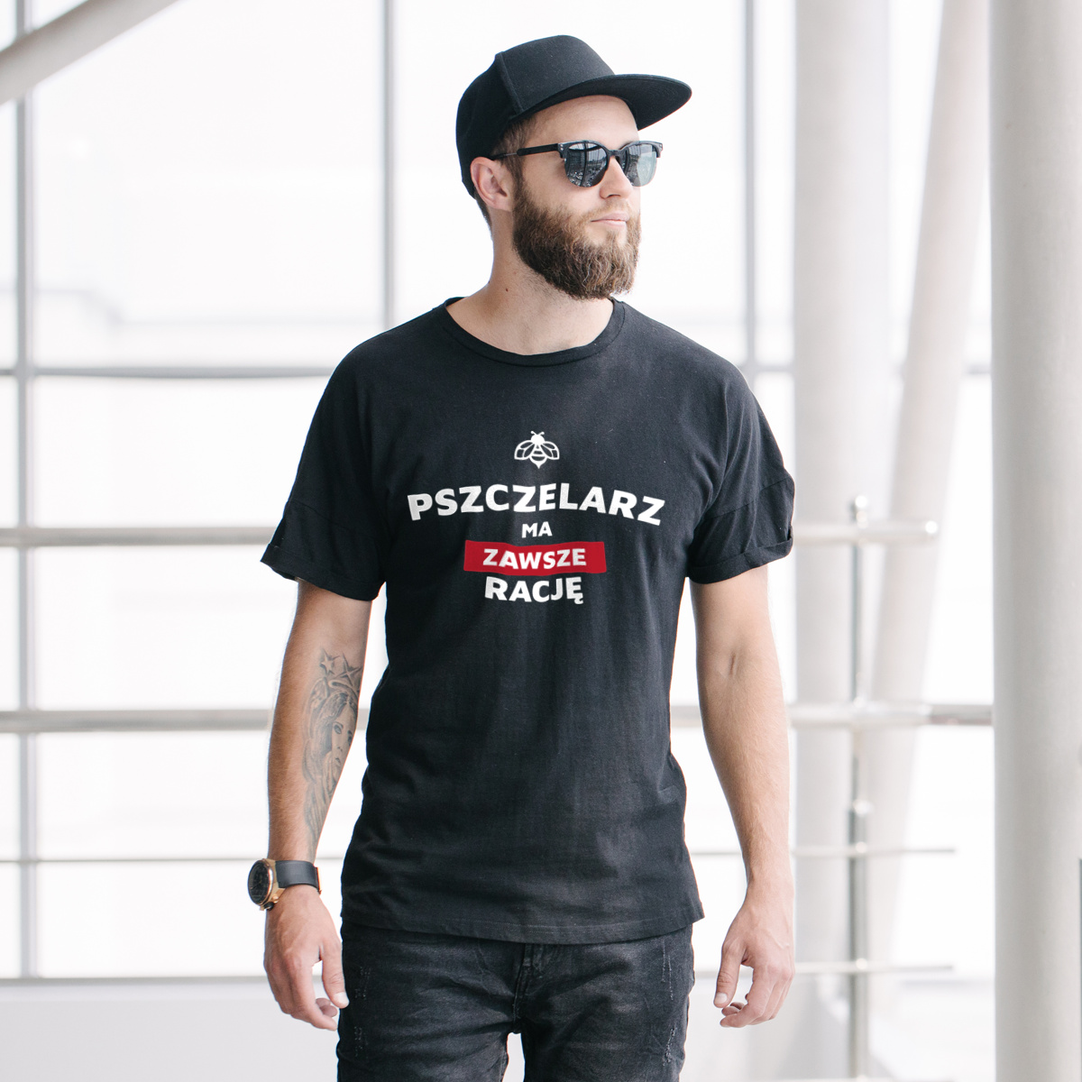 Pszczelarz Ma Zawsze Rację - Męska Koszulka Czarna