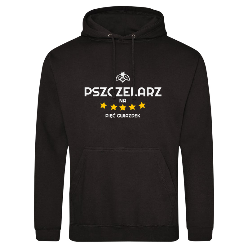 Pszczelarz Na 5 Gwiazdek - Męska Bluza z kapturem Czarna