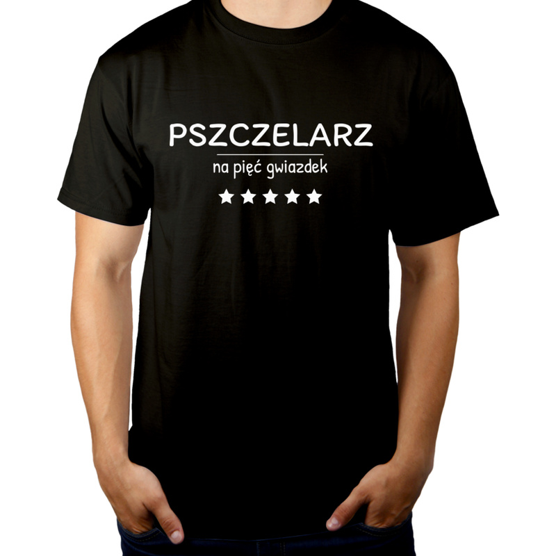 Pszczelarz Na 5 Gwiazdek - Męska Koszulka Czarna