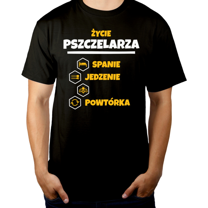 Pszczelarz - Spanie Jedzenie - Męska Koszulka Czarna