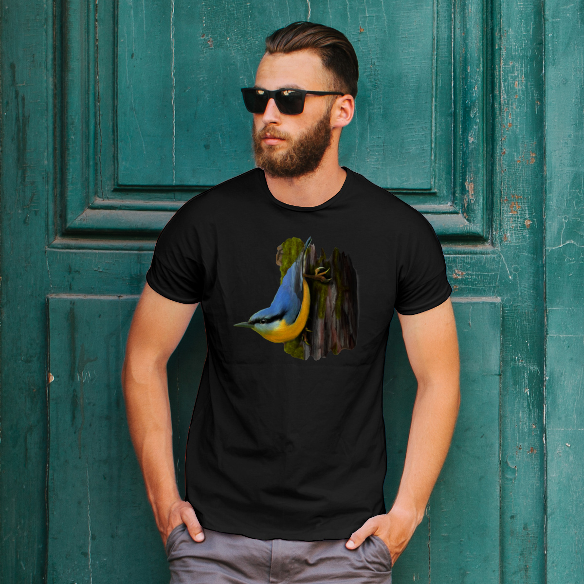Ptak Kowalik - Męska Koszulka Czarna