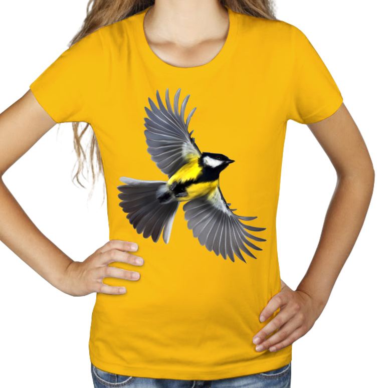 Ptak Sikorka - Damska Koszulka Żółta