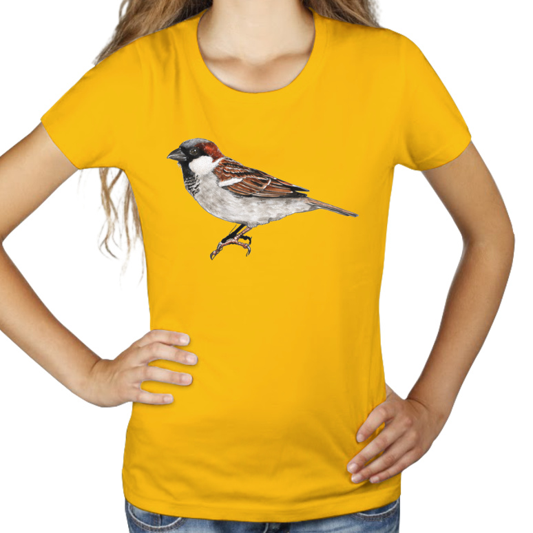 Ptak Wróbel - Damska Koszulka Żółta