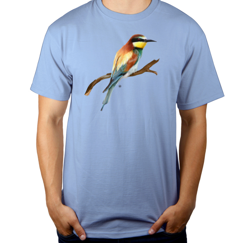 Ptak Żołna - Męska Koszulka Błękitna