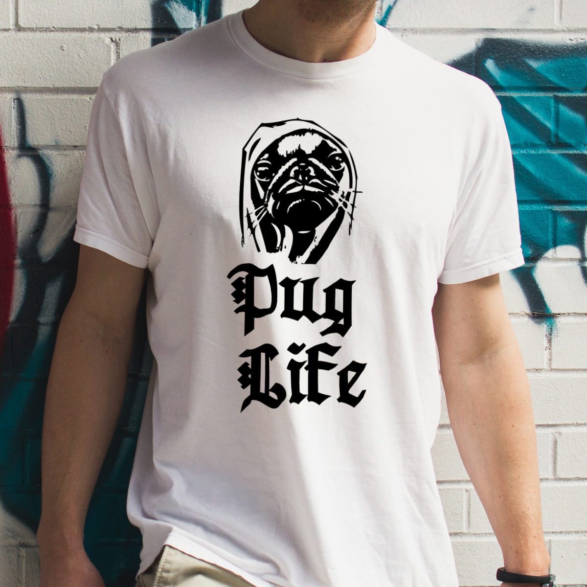 Pug Life - Męska Koszulka Biała