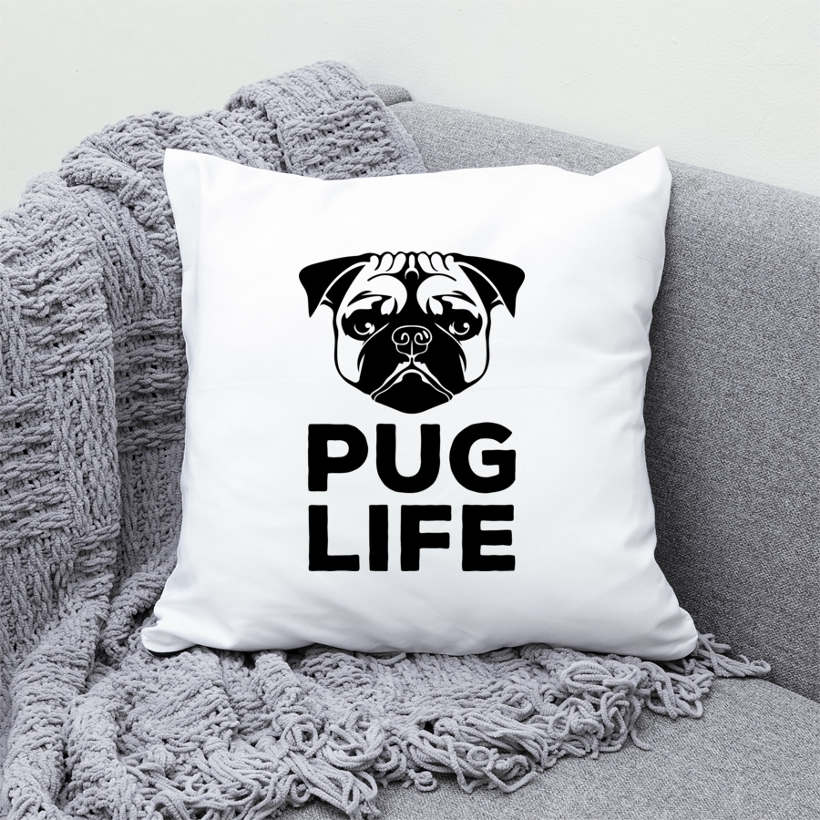 Pug Life - Poduszka Biała