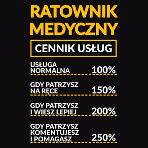 Ratownik Medyczny - Cennik Usług - Męska Koszulka Czarna