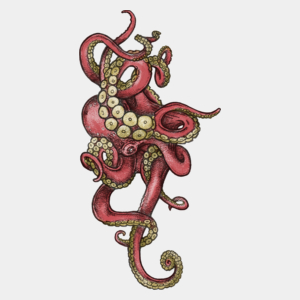 Red Octopus - Męska Koszulka Biała