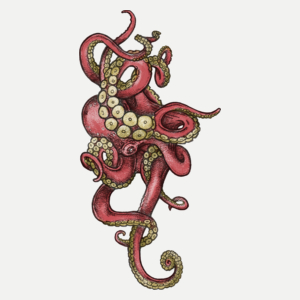 Red Octopus - Damska Koszulka Biała