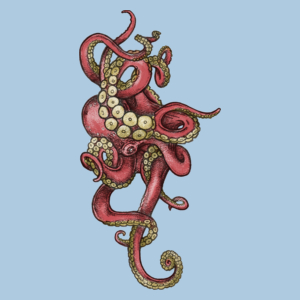Red Octopus - Męska Koszulka Błękitna