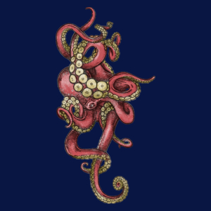 Red Octopus - Męska Koszulka Ciemnogranatowa