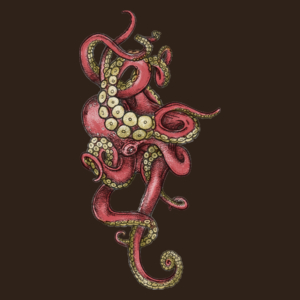 Red Octopus - Męska Koszulka Czekoladowa