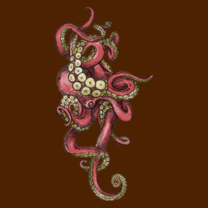 Red Octopus - Damska Koszulka Czekoladowa