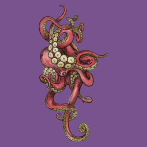 Red Octopus - Damska Koszulka Fioletowa