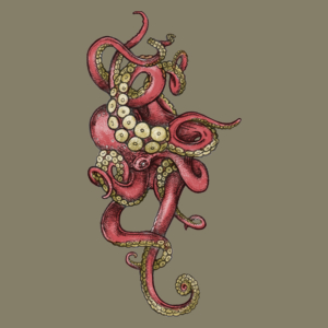 Red Octopus - Męska Koszulka Jasno Szara
