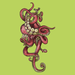 Red Octopus - Damska Koszulka Jasno Zielona