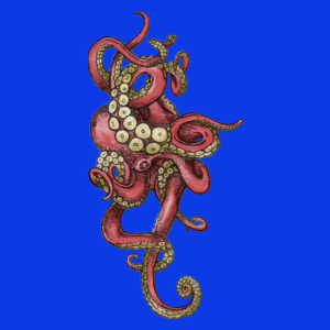 Red Octopus - Damska Koszulka Niebieska